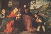 Palma Vecchio The Adoration of the Shepherds with a Donor (mk05) oil painting